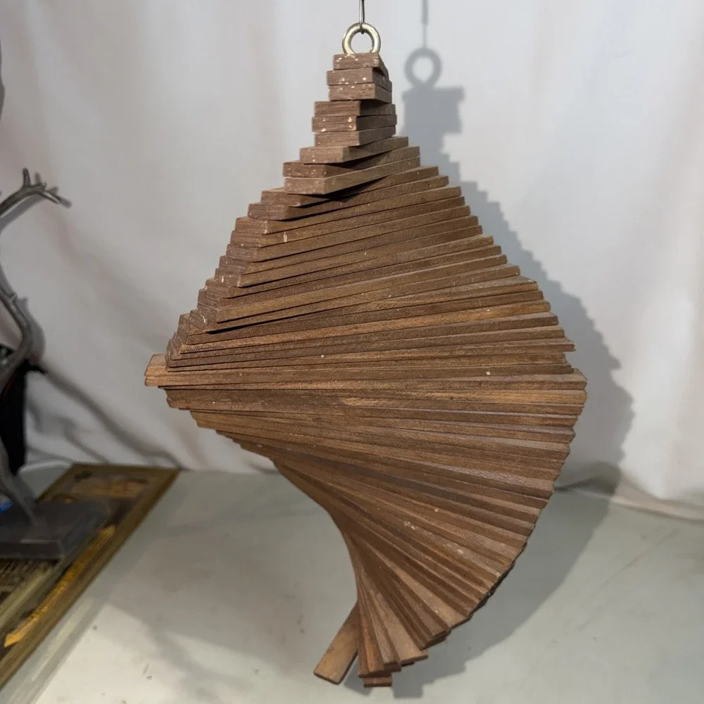 MCM Vintage Wooden Helix Wind Spinner Whirligig Folk Art 12